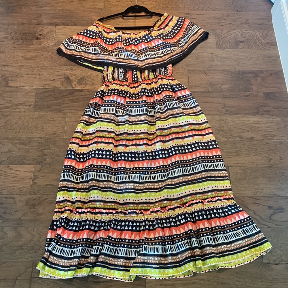 Anthropologie silk multi color print midi dress